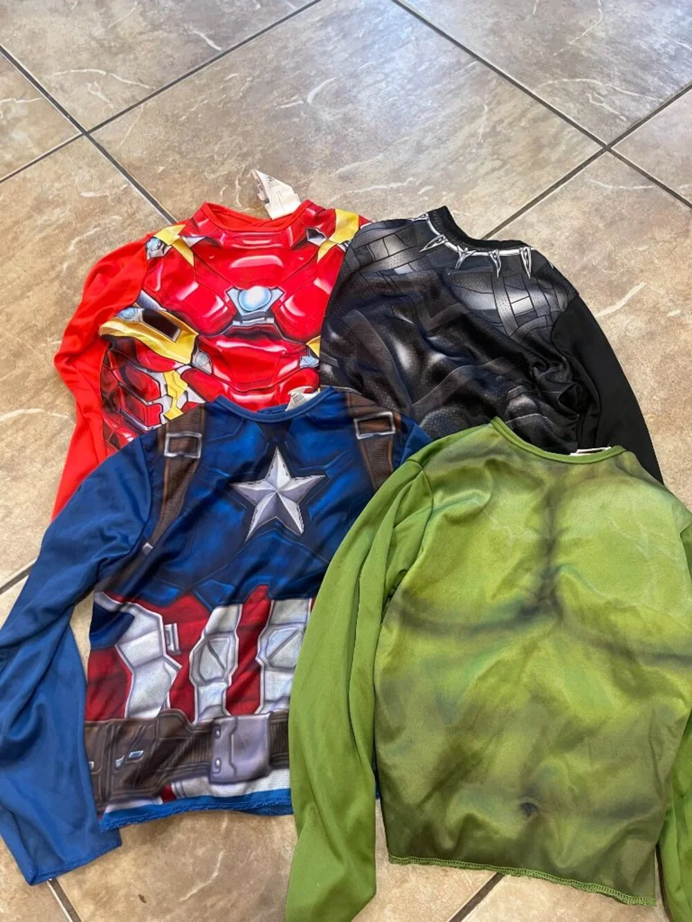 12 Piece Kids Marvel DC Superhero Costume Cape Shirt Dress Up Lot